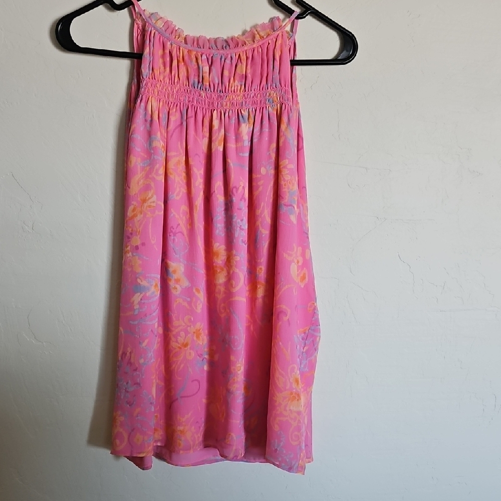 Ramy Brook Pink Floral Halter Top Lg